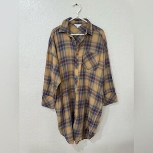 Moussy Plaid Button-Up Shirt Dress Free size